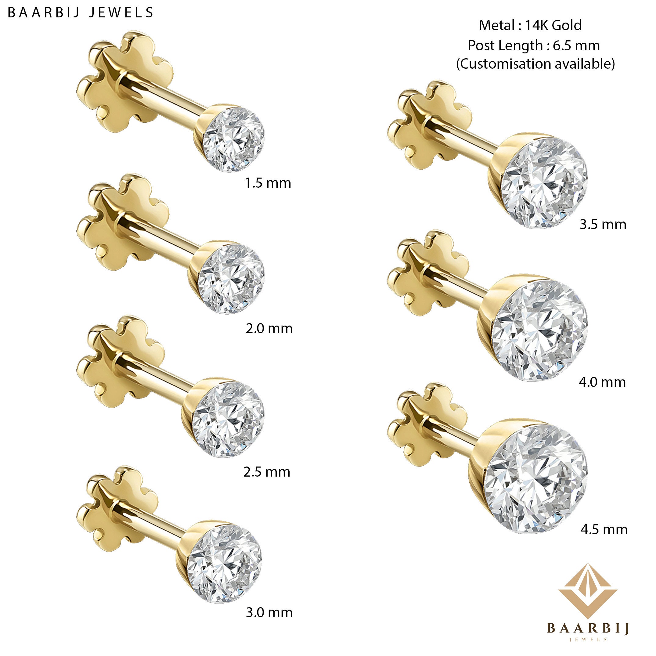 Single Invisible Set 14K Gold Round Moissanite Stud Minimalist Stud