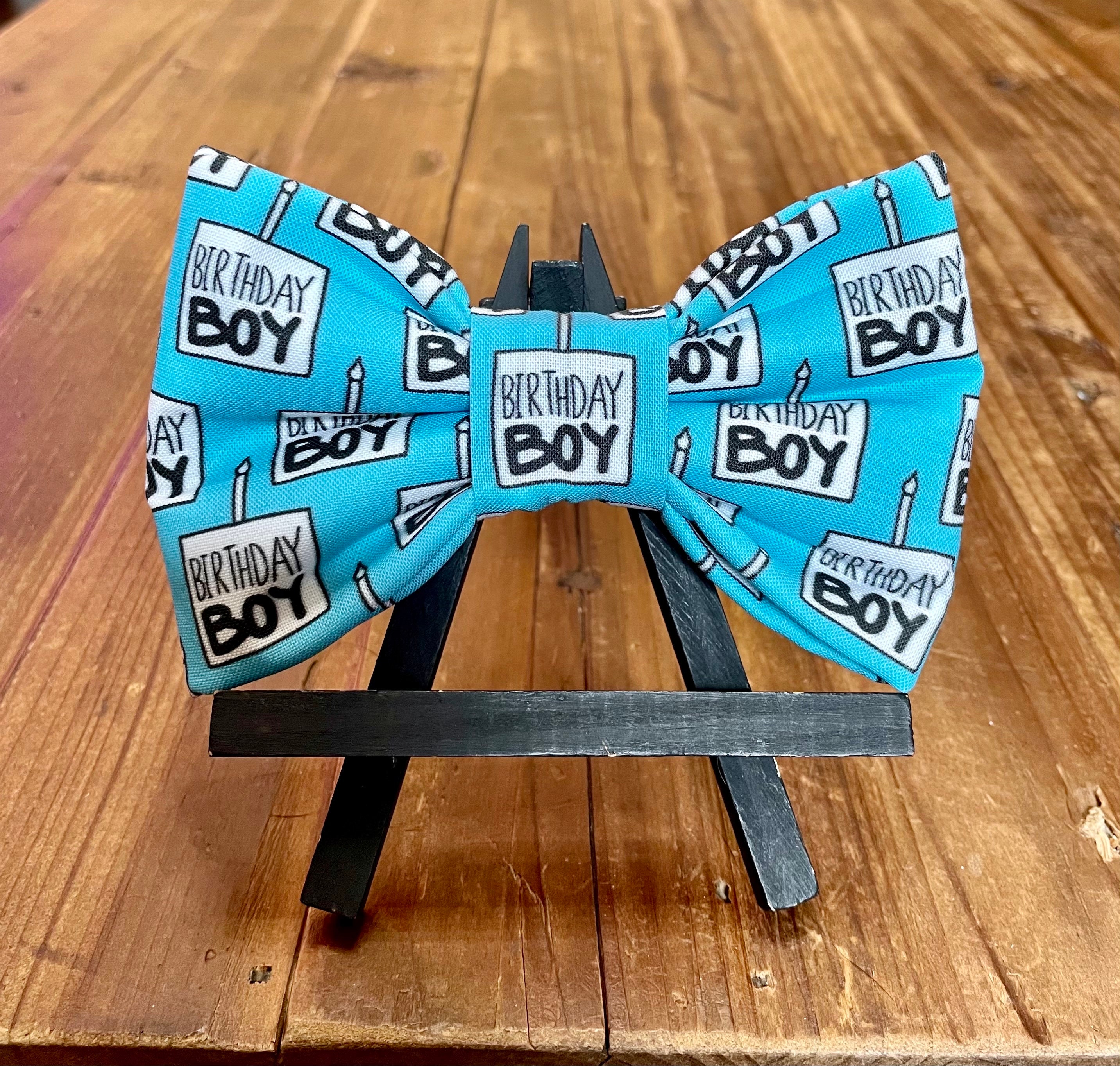 Dog Bow Tie, Cat Bow Tie-Birthday Boy Blue Happy Birthday Bow/Bow Tie…