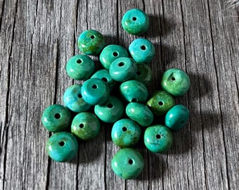 Blue-Green Turquoise Rondelle Beads for jewelry making ~ 6.5x4mm