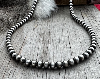 Navajo Pearl Handmade Necklace ~ All 8mm German Silver beads  ~ Choose Length!