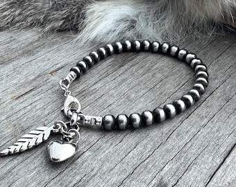 Navajo Pearl Handmade All 5mm Bracelet ~ German Silver beads!