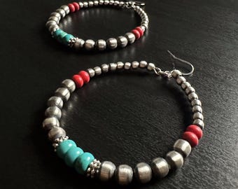 Handmade Sterling Silver Navajo Pearl Hoop Earrings ~ Southwestern Classics!