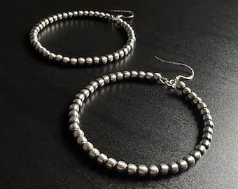 Handmade Sterling Silver Navajo Pearl Hoop Earrings ~ 4mm ~ Pretty & Dainty!