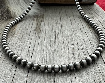 Navajo Pearl Handmade All 6mm Necklace ~ German Silver beads ~ Choose Length!