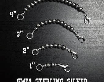 Sterling Silver Navajo Pearl Necklace Extenders ~ 6mm Beads!