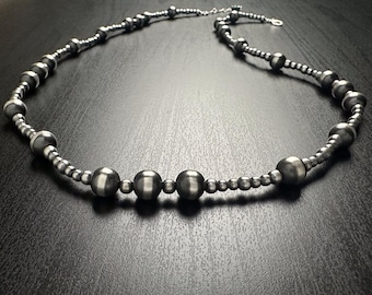 Handmade Sterling Silver Navajo Pearl Necklace, Artisan Jewelry