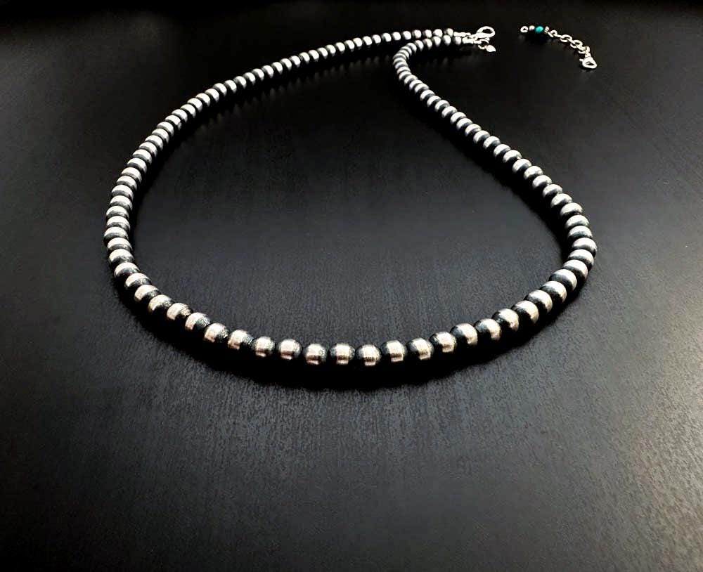 Handmade Sterling Silver Navajo Pearl Necklace All 6mm ~ Choose Length ~ Classic Strand!