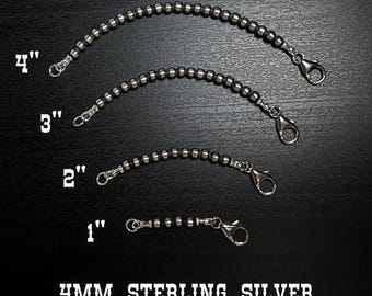 Sterling Silver Navajo Pearl Necklace Extenders ~ 4mm Beads!