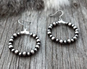 Navajo Pearl Handmade Small Size Hoop Earrings ~ 4 & 5mm German Silver beads!