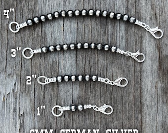 German Silver Navajo Style Pearl Necklace Extenders ~ 6mm Beads!