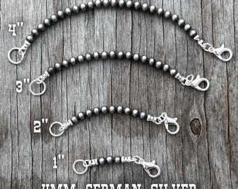German Silver Navajo Style Pearl Necklace Extenders ~ 4mm Beads!