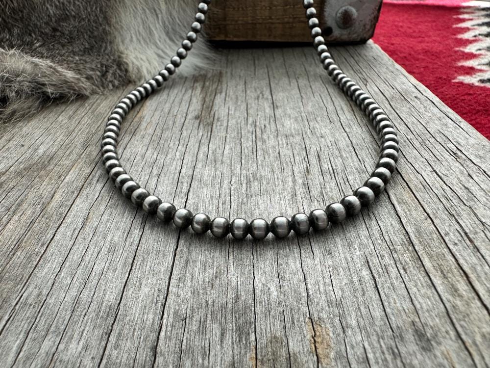 Navajo Silver Bead Necklace - Etsy