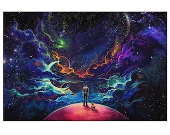 Universe Space Purple Fantasy Photo Poster Canvas Pictures Space Moon Planet