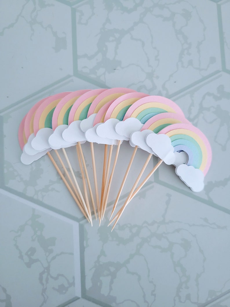 Pastel Rainbow Cupcake Toppers Etsy