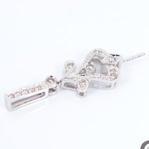 Solid 18K White Gold Pearl or Gemstone Connector Bail Pendant with DIAMOND #346