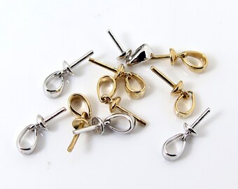 Sturdy 14K Solid Gold Pearl or Gemstone Connector Bail / Pendant / White or Yellow Gold #335-4YW