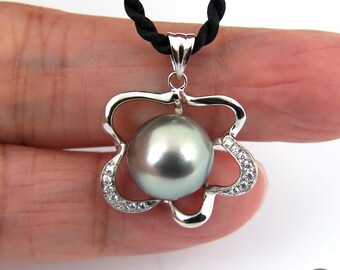 Sterling Silver Ring W Beautiful 12.0mm Genuine TAHITIAN South Sea PEARL #SR227
