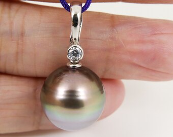 Enormous 15.5mm Genuine TAHITIAN Pearl ENHANCER Pendant / 925 Sterling Silver #SP1683