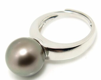 Sterling Silver Ring W Beautiful 12.0mm Genuine TAHITIAN South Sea PEARL #SR227