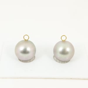 Spiegel Lüster Tahiti Perlentropfen, DIY Anhänger/Ohrringe, massives 750er Gelbgold, große 12,48-12,60 mm echte Meerwasserperlen #E2546