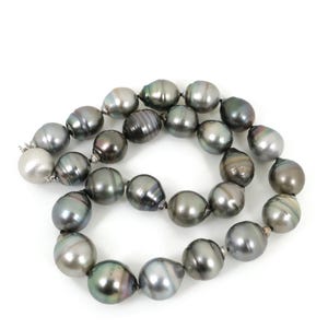 Collar de perlas auténticas de Tahití, enormes perlas cultivadas de Tahití de los mares del Sur, multicolores y naturales, de 13,6 a 15,2 mm, 47 cm (18,5 pulgadas) #TN661
