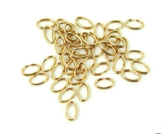 14K Solid Gold Oval Split Ring / Shiny Finish / 3.5x5.8mm / Yellow Gold / 1 Piece #G484