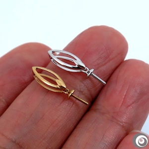 Solid 14K Gold Pearl or Gemstone / Gemstone Connector Bail / Pendant Pin / White or Yellow Gold #329-4YW