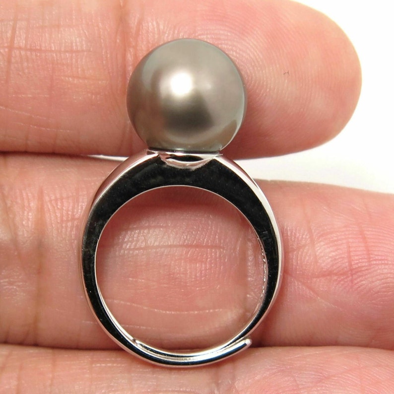 Sterling Silver Ring W Beautiful 12.0mm Genuine TAHITIAN South Sea PEARL #SR227