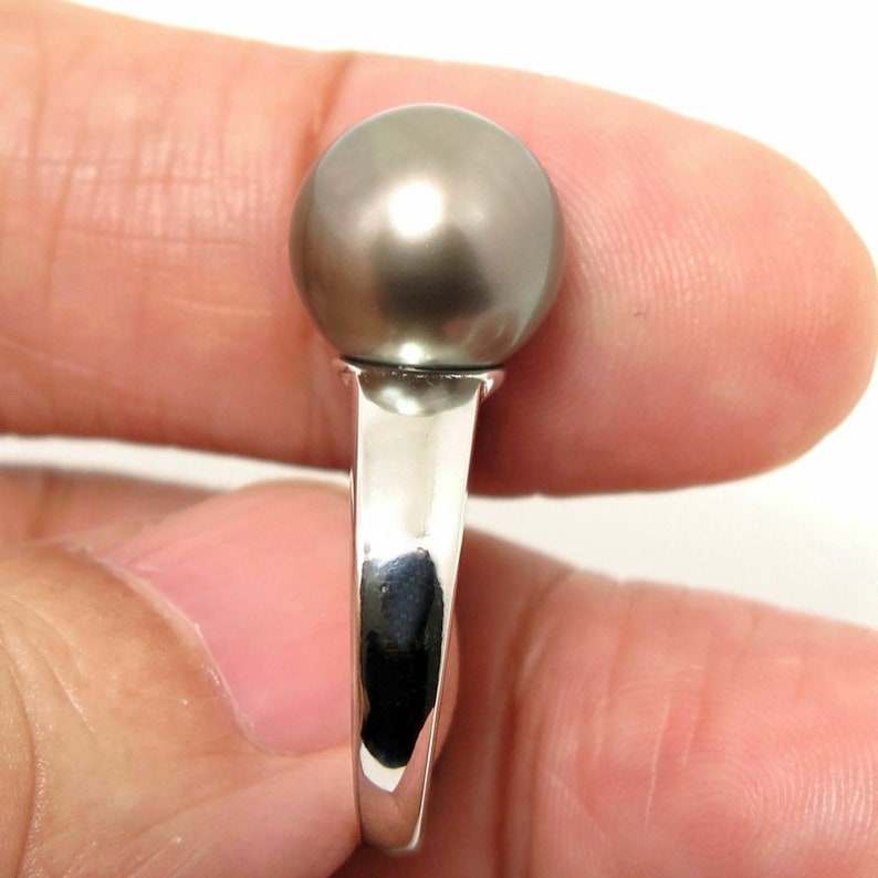 Sterling Silver Ring W Beautiful 12.0mm Genuine TAHITIAN South Sea PEARL #SR227