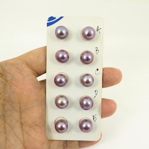 11-12mm Natural Color Genuine EDISON Cultured Pearl Stud Earrings / 925 Sterling Silver #SE443