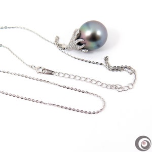 Enormous 15.1 x 16.8mm Natural Color Genuine TAHITIAN Pearl Pendant + Chain / 925 Sterling Silver #SP1401