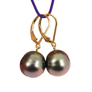 Pfauenfeder Ohrringe, 14K Gelbgold gefüllt #SE469