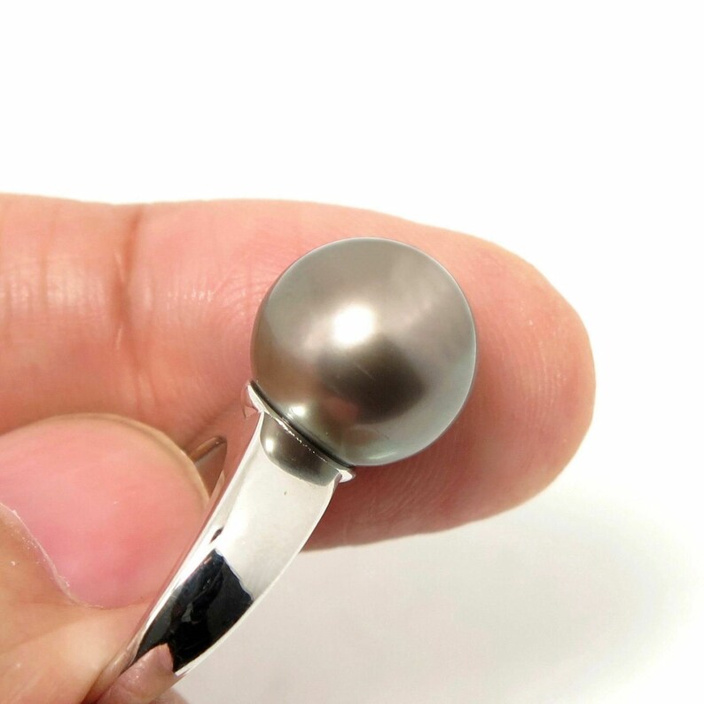 Sterling Silver Ring W Beautiful 12.0mm Genuine TAHITIAN South Sea PEARL #SR227