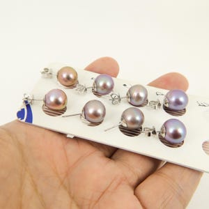 11-12mm Natural Color Genuine EDISON Cultured Pearl Stud Earrings / 925 Sterling Silver #SE445
