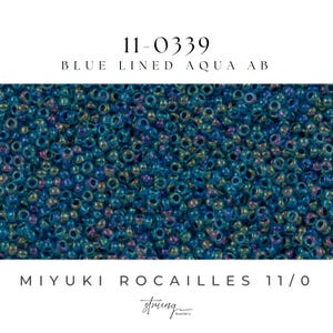11-0339 Miyuki Seed Bead Round Rocailles 11/0 | Blue Lined Aqua AB   | 15g | Japanese Beads for Jewelry Making