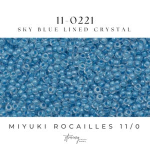 11-0221 Miyuki Seed Bead Round Rocailles 11/0 | Sky Blue Lined Crystal | 15g | Japanese Beads for Jewelry Making