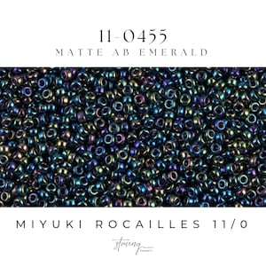 11-0455 Miyuki Seed Bead Round Rocailles 11/0 | Matte AB Emerald | 15g | Japanese Beads for Jewelry Making