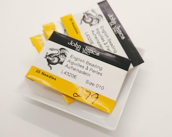 John James English Beading Needles Size 10 – Pack of 25 | L4320E Fine Beading Needles for Delica, Seed Beads & Loom Work