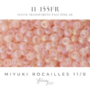 11-0155FR Miyuki Seed Bead Round Rocailles 11/0 |  Matte Transparent Pale Pink AB  |15g | Japanese Beads for Jewelry Making