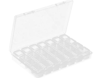 Bead Storage Box, 28-Grid Clear Plastic Organizer with Removable Mini Boxes for Seed Beads, Delicas, Jewelry Making, Craft Storage