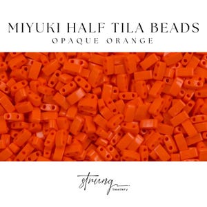 Miyuki Half Tila Beads Opaque Orange Glass Tile Beads HTL-0406 | Half | 8 Grams for Jewelry Making