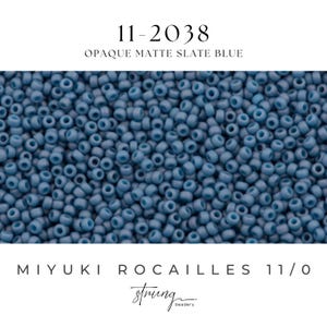 11-2038 | Miyuki Seed Bead Round Rocailles 11/0 | Opaque Matte Slate Blue | 15g | Japanese Beads for Jewelry Making