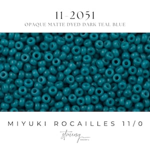 11-2051 Miyuki Seed Bead Round Rocailles 11/0 | Opaque Matte Dyed Dark Teal Blue | 15g | Japanese Beads for Jewelry Making