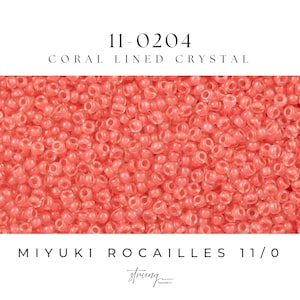 11-0204 Miyuki Seed Bead Round Rocailles 11/0 | Coral Lined Crystal  | 15g | Japanese Beads for Jewelry Making