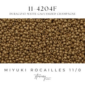 11-4204F | Miyuki Seed Bead Round Rocailles 11/0 | Duracoat Matte Galvanized Champagne | 15g | Japanese Beads  Jewelry Making