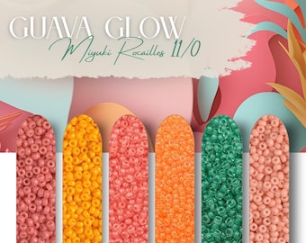 Mezcla de cuentas de rocalla Miyuki Guava Glow, 11/0/6 colores, cuentas redondas de vidrio japonesas, para bisutería, bordado de cuentas, telar, 9 g cada una
