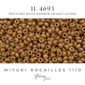 11-4693 | Miyuki Seed Bead Round Rocailles 11/0 | Pistachio Matte Rainbow Opaque Glazed | 15g | Japanese Beads  Jewelry Making