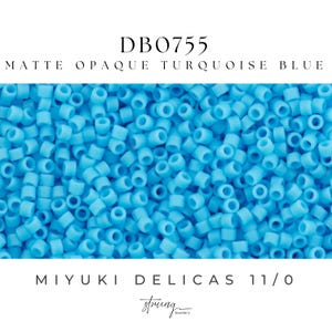DB0755 Miyuki Delica Beads 11/0 Matte Opaque Turquoise Blue, 8 grams,Jewelry Making, Bead Weaving, Embroidery, Peyote Stitch, Brick Stitch