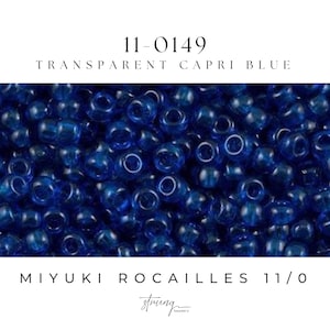 11-0149 Miyuki Seed Bead Round Rocailles 11/0 | Transparent Capri Blue | 15g | Japanese Beads for Jewelry Making