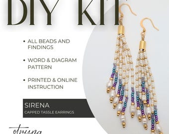 DIY Earring Kit | SIRENA Tassel Earrings | Miyuki Rocaille Seed Beads | Jewelry Making Kit + Printed Tutorial